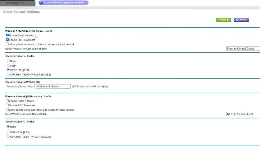 Steps to check for and use a guest network