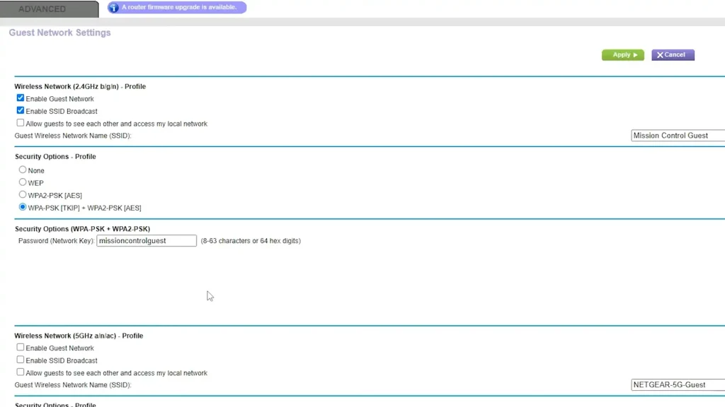 Steps to check for and use a guest network